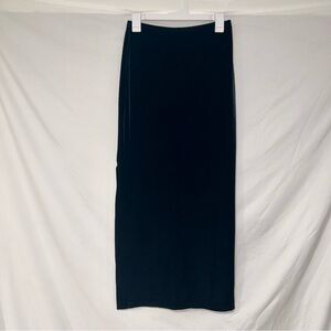 Vintage 90s Romance Black Velvet Maxi Skirt w Side Slits